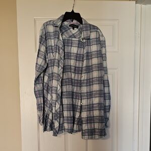 Women’s Plaid Button-Down Shirt - Lavender & White